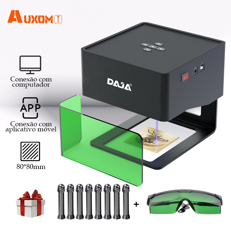 DAJA Máquina de Gravação a Laser Portátil DJ6 3W 8x8cm para Madeira/Couro/Acrílico-AUXOM em Oferta na Shopee