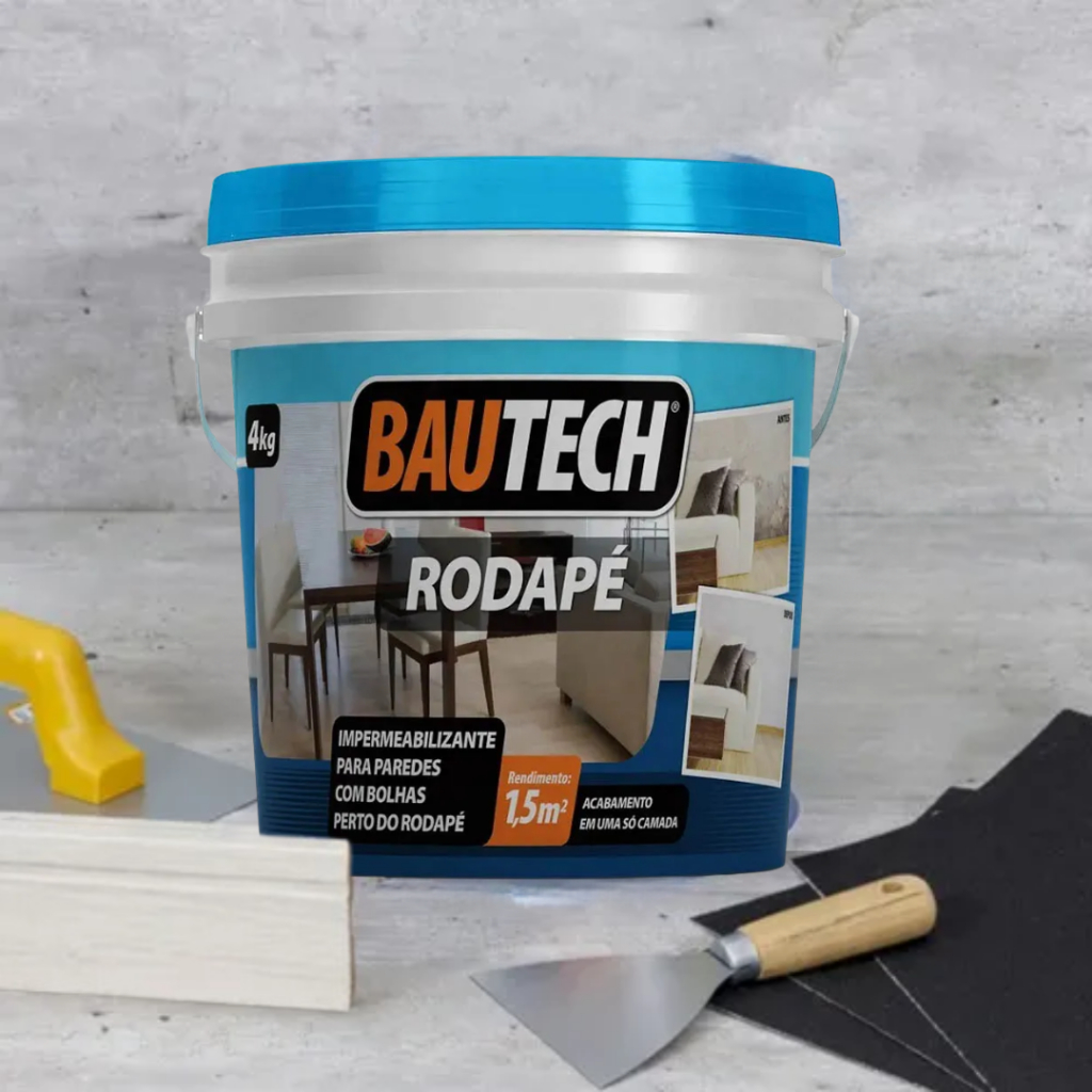 Argamassa Rodapé Impermeabilizante 4kg Bautech Parede Descascada Bolhas Mofo Massa Cerâmica Umidade