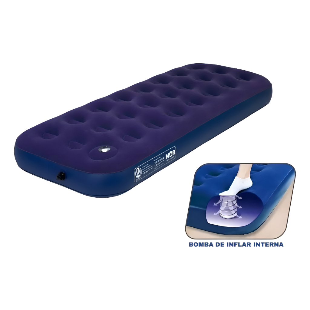 Colchão Inflavel Solteiro Multiuso Mor Com Inflador Embutido + Kit Reparo em Oferta na Shopee