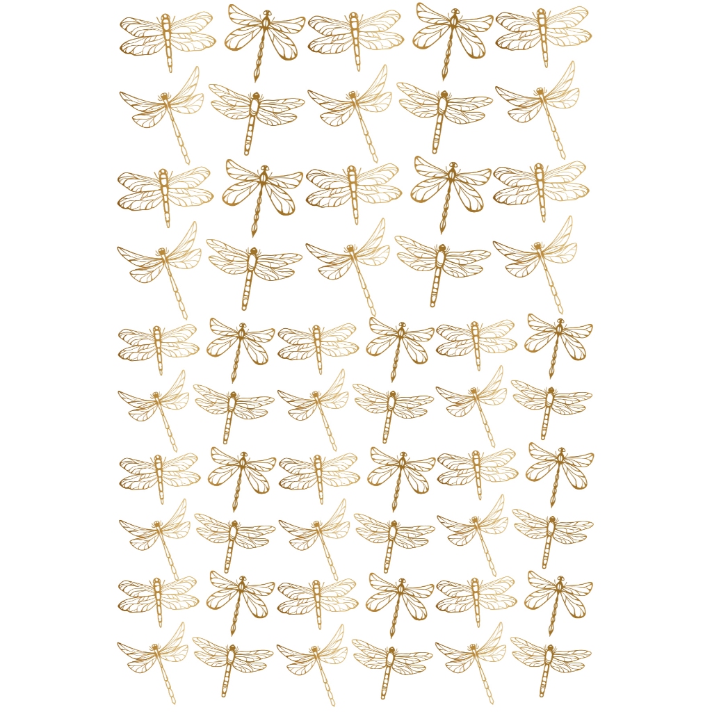 Decalque Porcelana Forno Caseiro - Libelulas Douradas