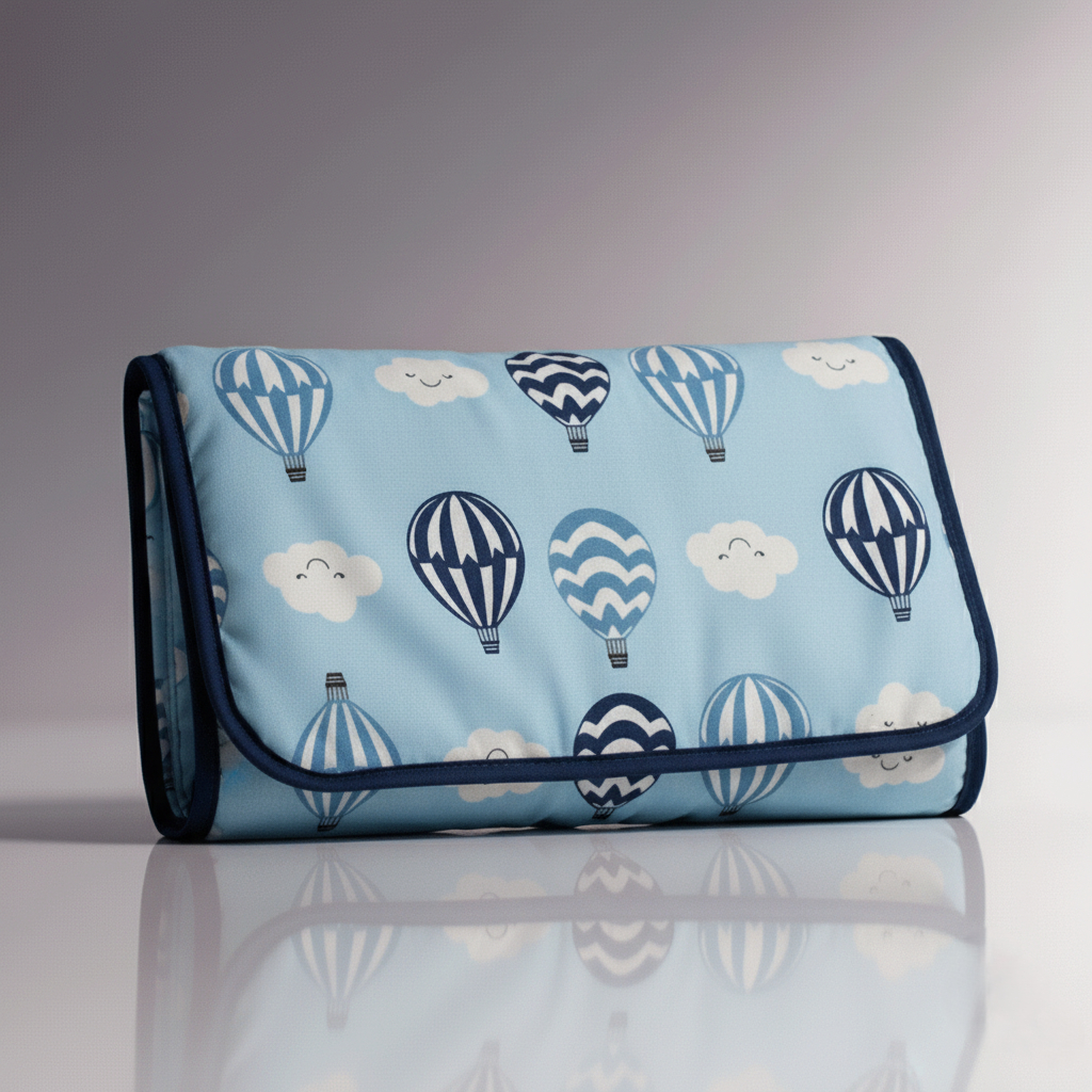 Trocador de Fraldas Portátil Bebê Bebe Impermeável Dobrável com Tecido Estampado 100% Algodão