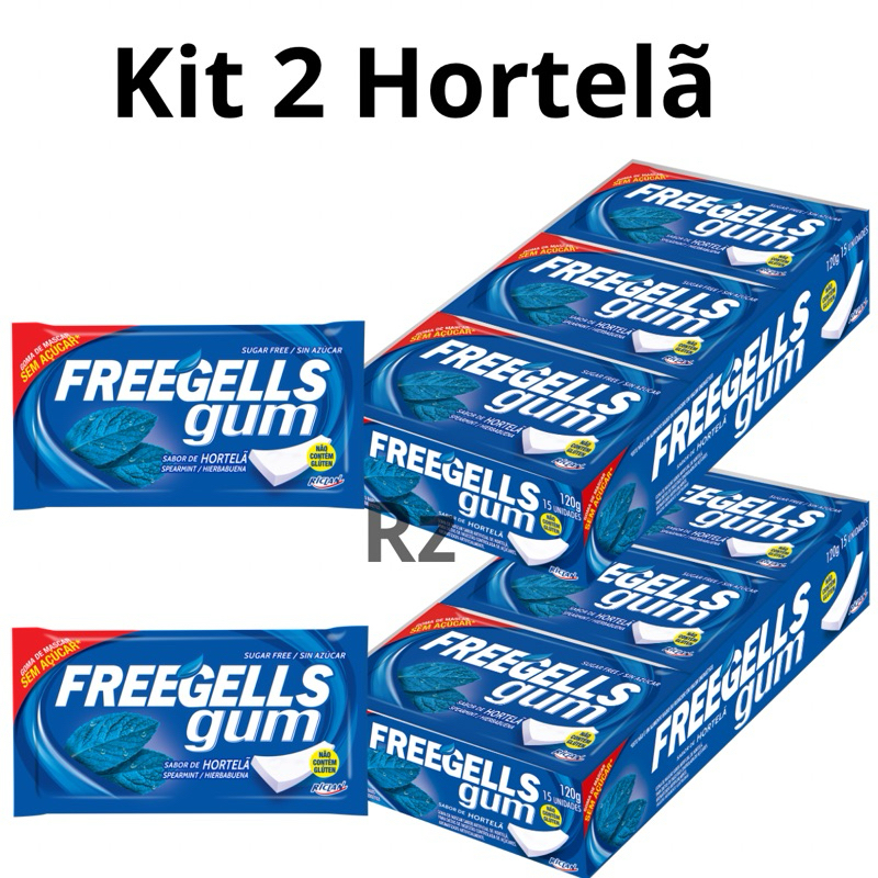 Kit 2 Chiclete Hortelã Freegells Gum - Original Riclan