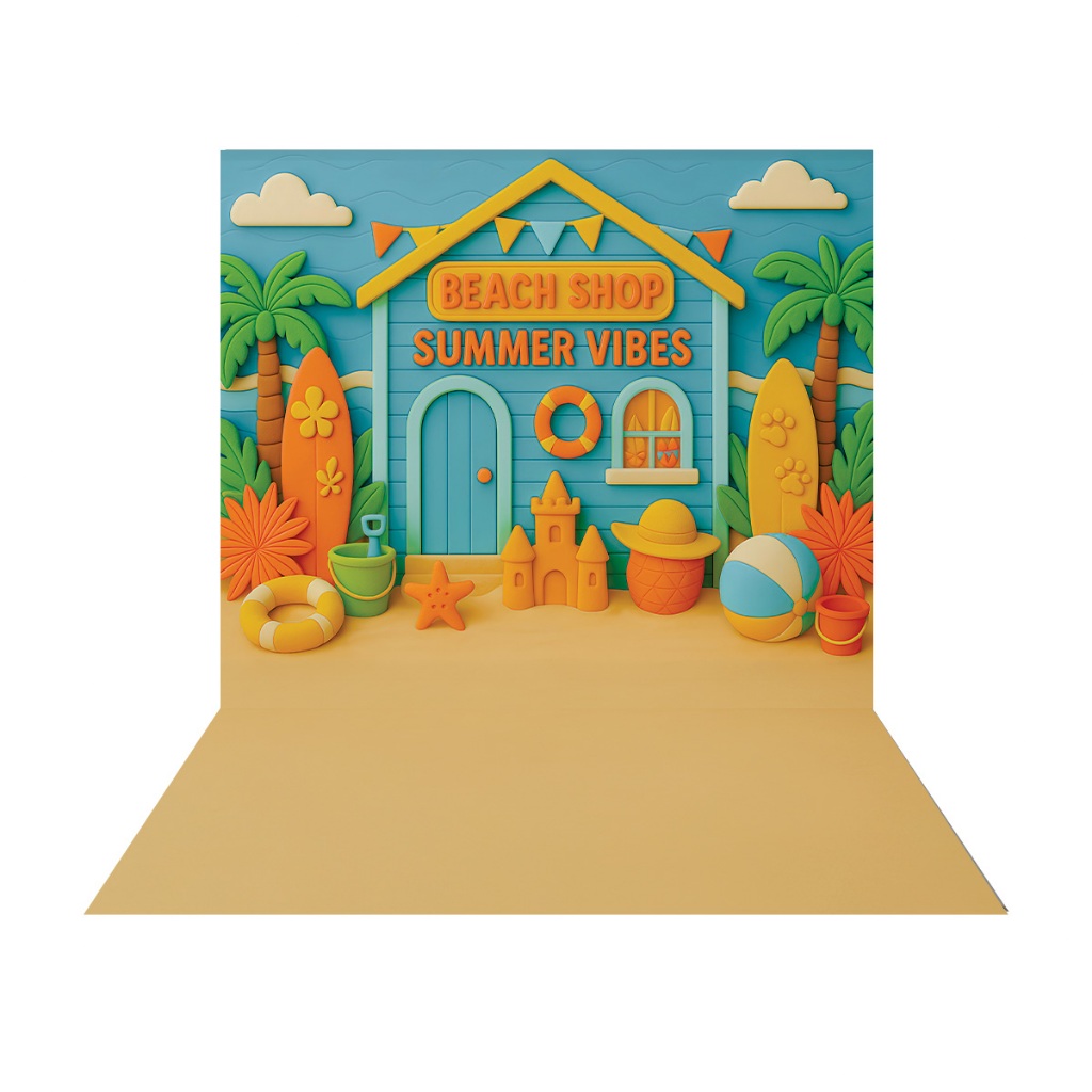 Fundo Cenário Fotográfico Pet Shop Verão Tecido 3D Sublimado Vertical  2,20m x 1,50m