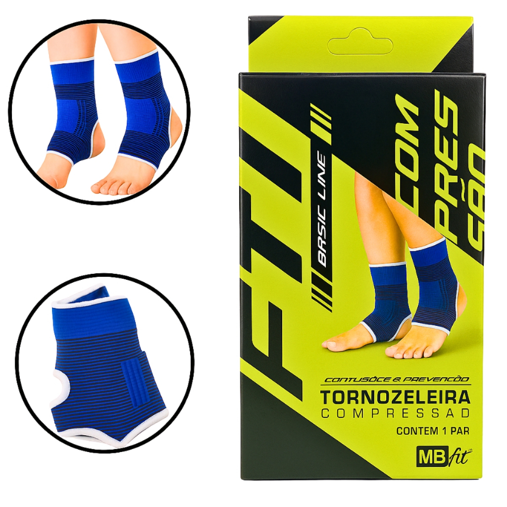 Tornozeleira Elástica de Compressão para Contusões e Prevenção Tamanho Único 1 Par - MBFit em Oferta na Shopee