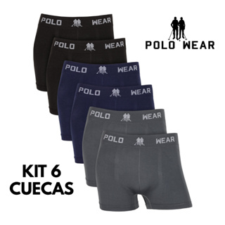 Kit 6 Cuecas Boxer Microfibra Poliéster Polo Wear Original em Oferta na Shopee