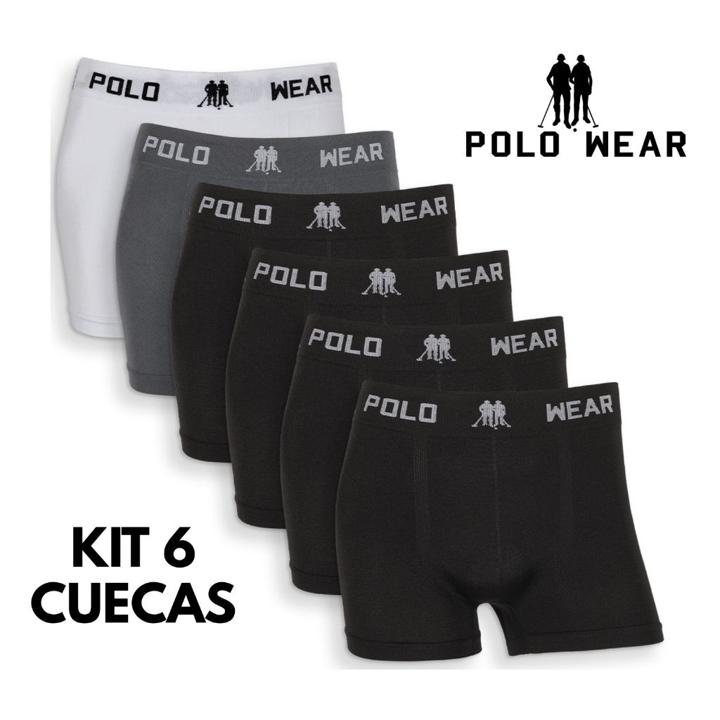 Kit 6 Cuecas Boxer Masculina Polo Wear Original Sem Costura Microfibra Adulto em Oferta na Shopee