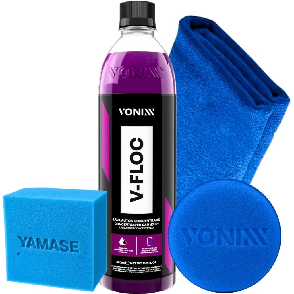 V-Floc Shampoo Ultra Concentrado Não Remove Cera 500ml + Pano Microfibra + Aplicador Vonixx em Oferta na Shopee