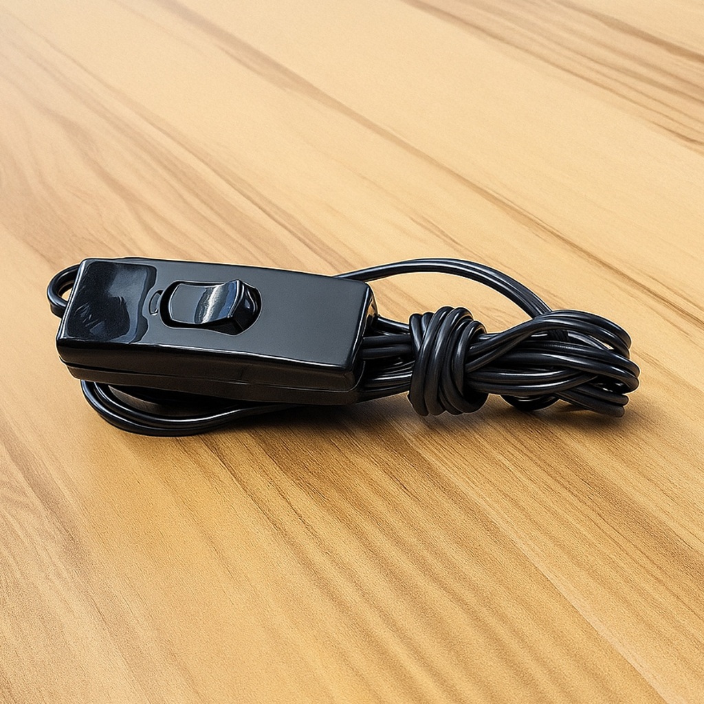 Imagem Fio Rabicho 2 pinos Tomada Para Abajur E Luminárias de mesa Com Liga/desliga Cor Preto ou branco