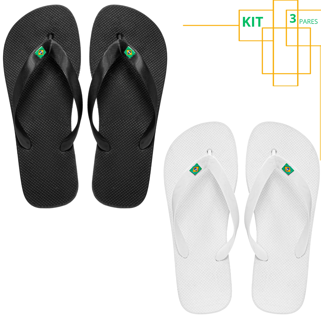 Kit Chinelo Masculino Feminino Confortável Branco Preto em Oferta na Shopee