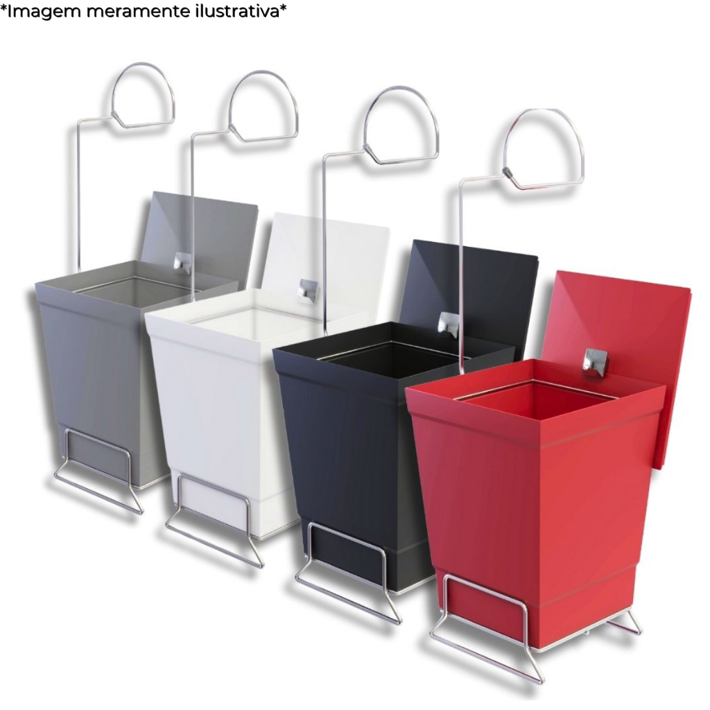 Lixeira de Banheiro com Suporte Cromado para Papel Higiênico Design Moderno - Stolf