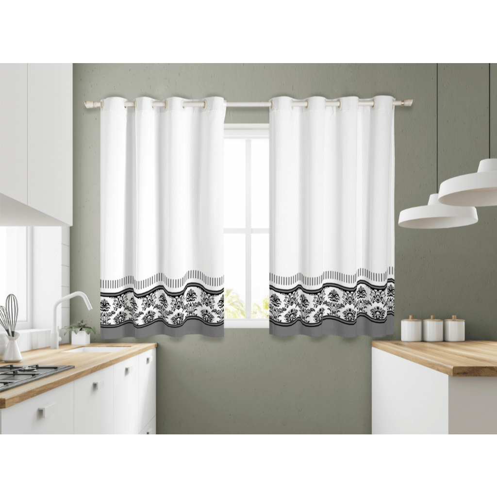 Cortina de cozinha para varão de 2 metros Delicada Sofisticada de Alta Qualidade - Rigoletto em Oferta na Shopee