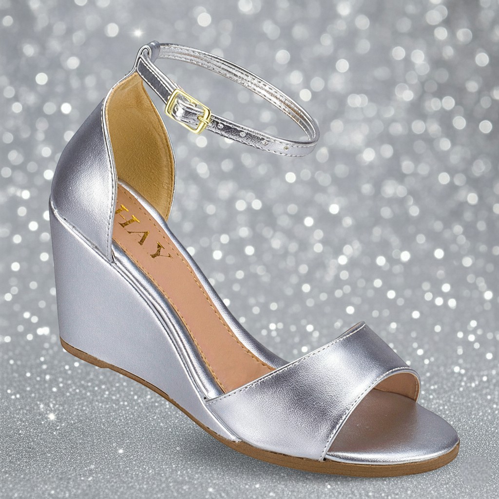 Sandália Feminina Anabela Noiva Festa Casamento Salto Alto Metalizada Confortável Elegante em Oferta na Shopee