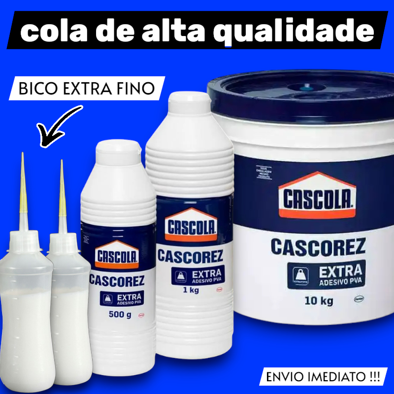 Cola Cascorez Extra Forte + Almotolia 120 ml com Bico Fino | Ideal p/ Pipas, Varetas e Artesanatos