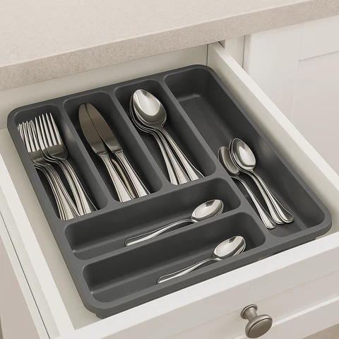 Porta Talher De Gaveta Organizador Com Divisórias Cozinha Suporte Separador Talheres Versátil