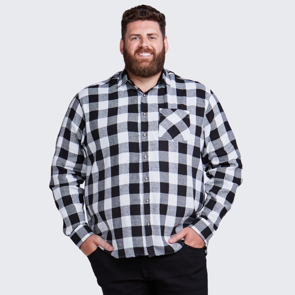 Camisa Xadrez Plus Size Manga Longa Flanelada Masculina
