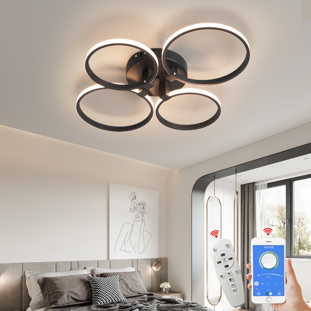 Luminárias de teto LED Branco/Preto para Sala de Estar e Quarto, decoração de casa, lustres modernos, luminária de teto