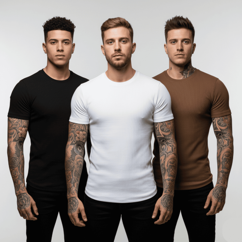 Kit 3 Camisetas Masculina Canelada Americana Básica Slim Justa Elegante Casual Streetwear Dia a Dia em Oferta na Shopee