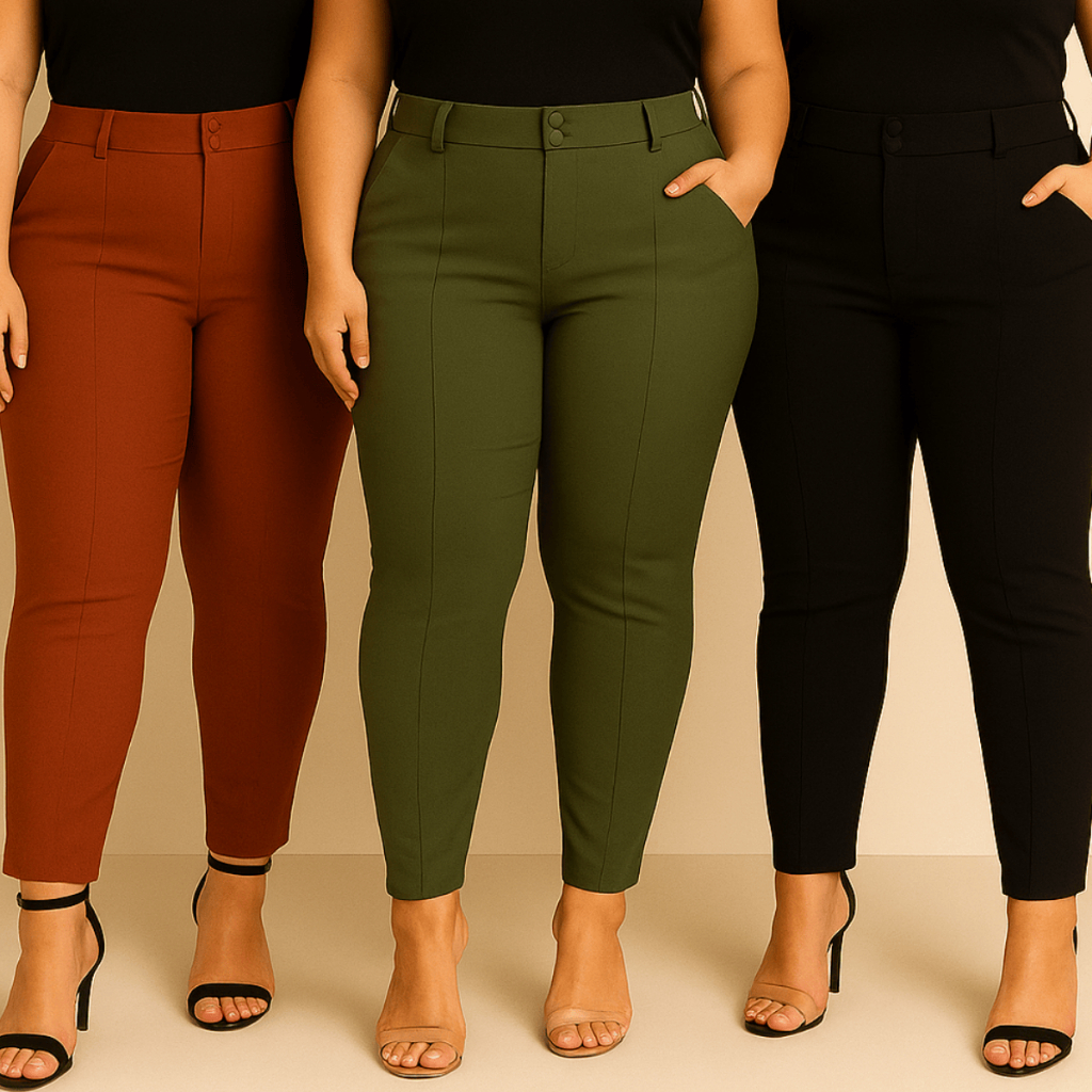 Calça Social Feminina Plus Size Tecido Bengaline 2 Botões Zíper Elegante Alfaiataria Cintura Alta 42 ao 52 em Oferta na Shopee