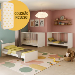 Berço 3 em 1 com Colchão Incluso Multimóveis MP0527GC
