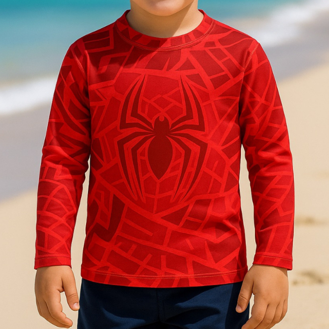 Camisa Infantil UV50+ Proteção Térmica Poliamida Masculina Manga Longa camiseta Menino