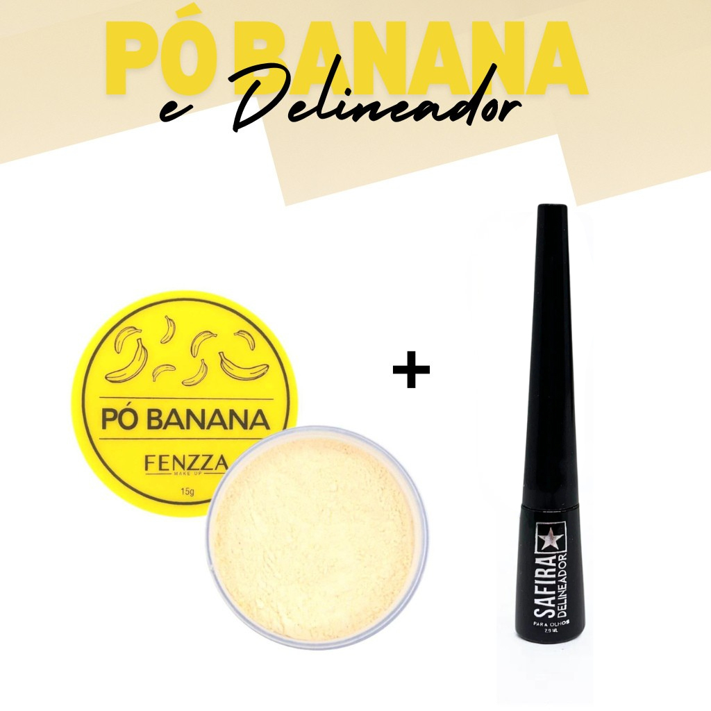 Pó Banana Fenzza + Delineador Ultra Fino Dapop para um Make Completo Duo Perfeito em Oferta na Shopee