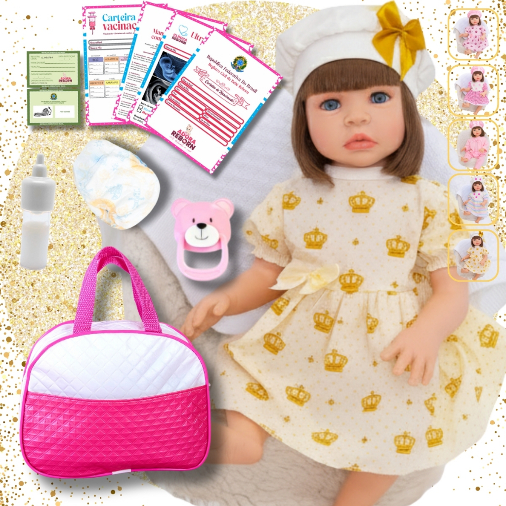 Boneca Bebê Reborn Realista Silicone Boneca Vestido e Bolsa de Maternidade em Oferta na Shopee