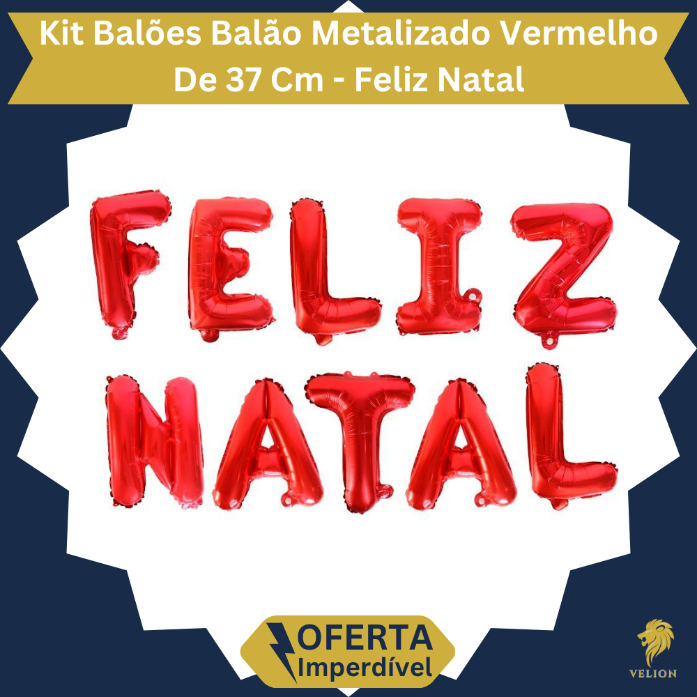 Kit Balões Feliz Natal Metalizados Vermelho Festa Comemoração Ceia Natalina Balão
