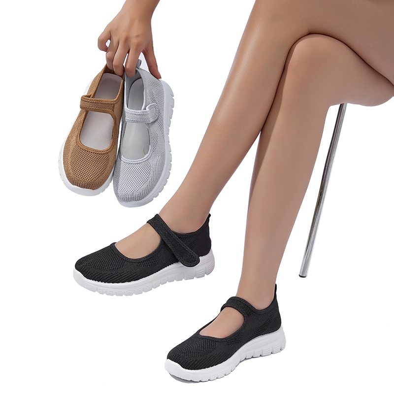 Tênis feminino slip-on, com novo cabedal em mesh, sola macia e respirável, confortável e com suporte ortopédico para cam em Oferta na Shopee