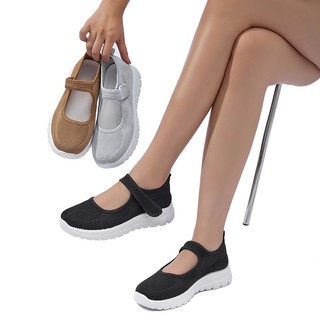 Tênis feminino slip-on, com novo cabedal em mesh, sola macia e respirável, confortável e com suporte ortopédico para cam