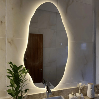 Espelho Orgânico Grande Com Led Touch Branco Frio Quente Neutro 110x50cm Corpo Inteiro Bivolt