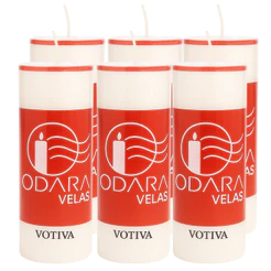 kit 6 Velas De 7 Dias Branca 260g Votiva Odara Velas 100% Parafina