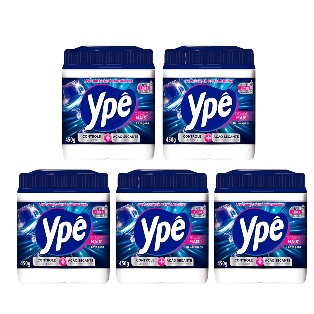 Kit 05 Lava Louças em Pó para Máquina 450g Ypê em Oferta na Shopee