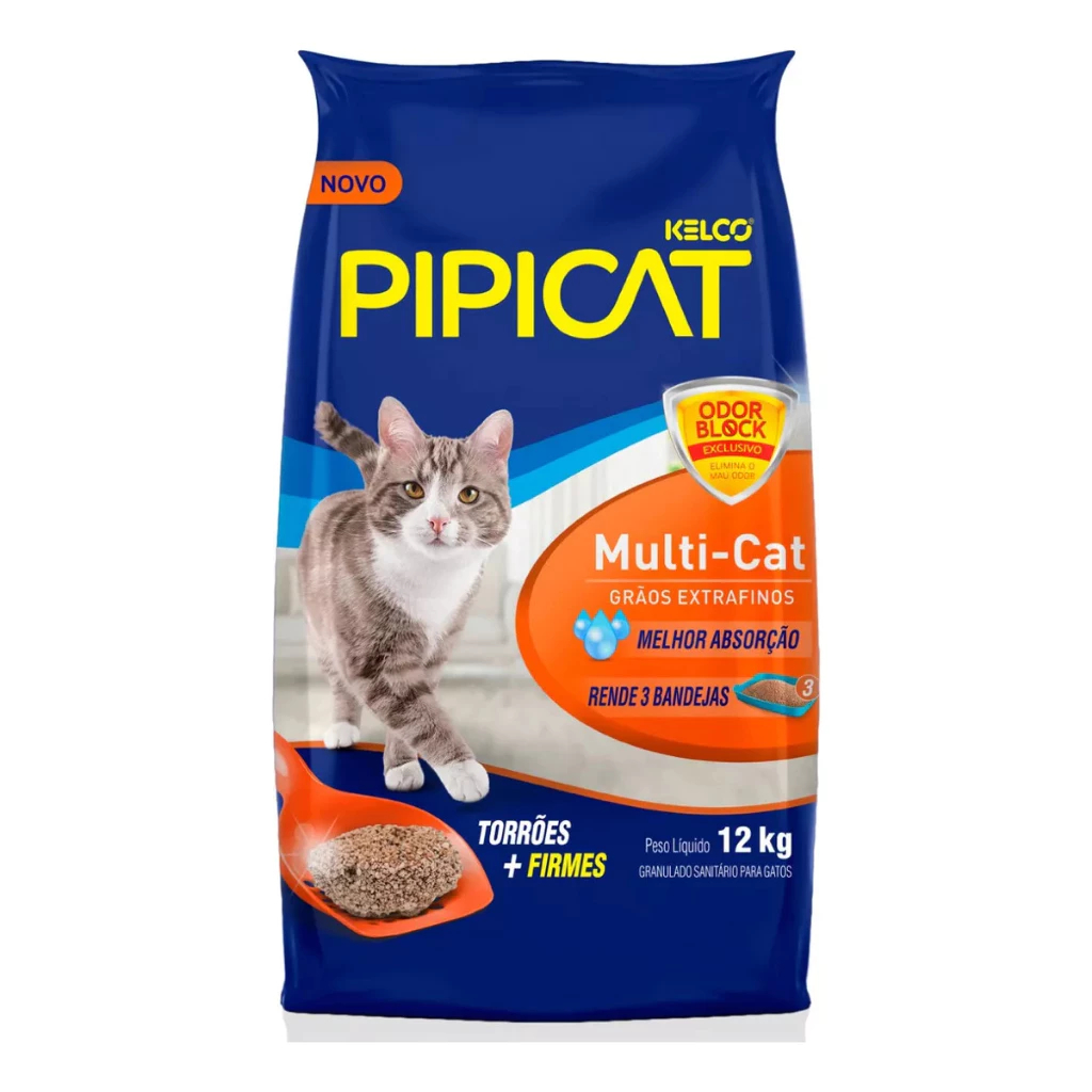 Areia Higiênica Pipicat Multi-cat 12kg em Oferta na Shopee