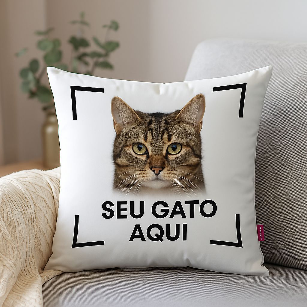 Almofada Personalizada Seu Gato & Cachorro Aqui | Estampa com Foto do Pet em Oferta na Shopee