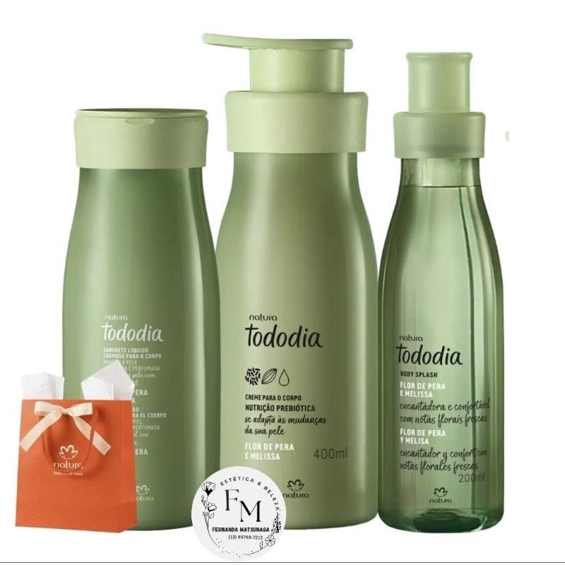 🎁 Kit Presenteável Flor de Pera e Melissa – Body Splash + Hidratante + Sabonete Líquido + Sacola 🎁 em Oferta na Shopee