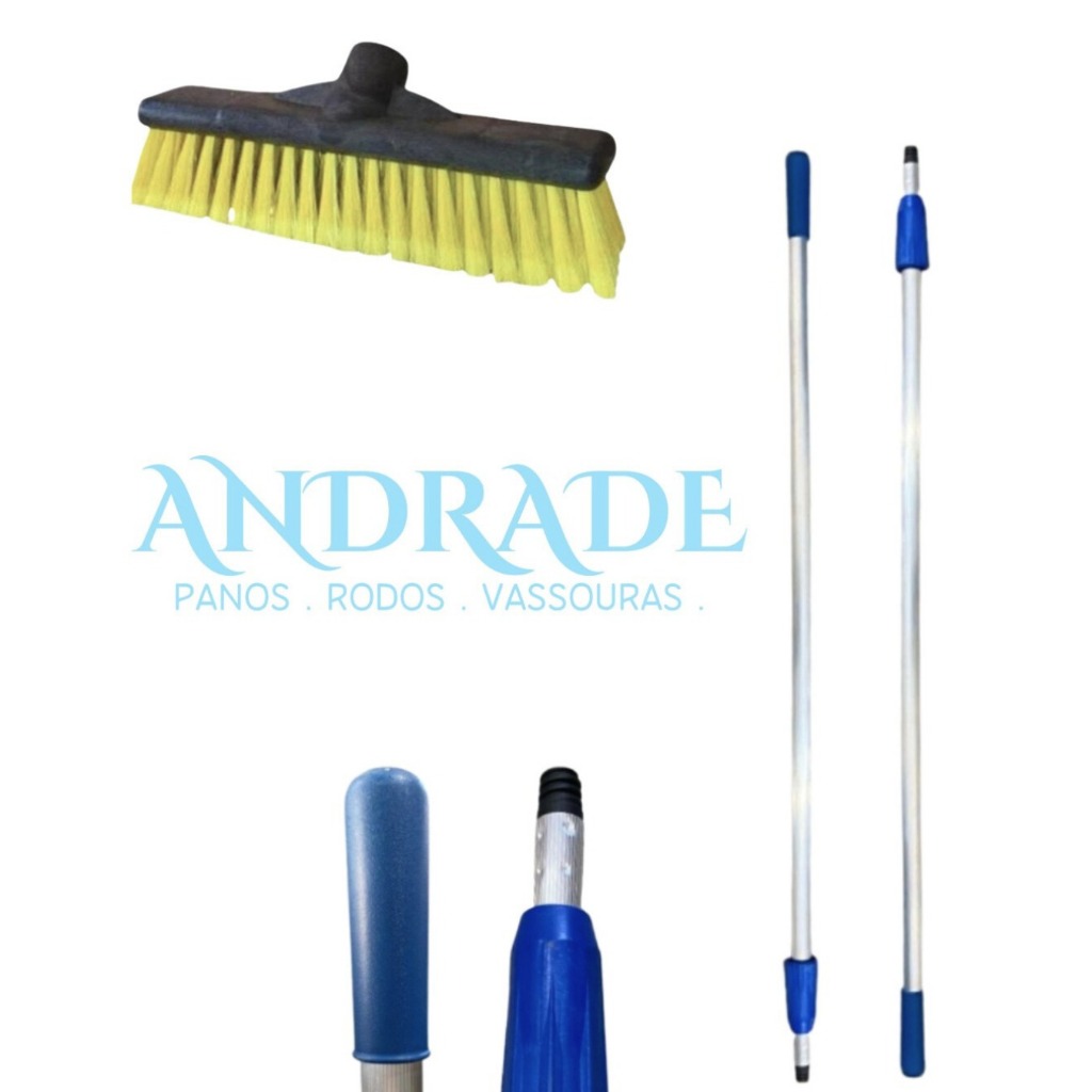 VASSOURA ESFREGÃO LAVA PLACA SOLAR NYLON COM CABO EXTENSOR 6 MTS (P CLEAN)
