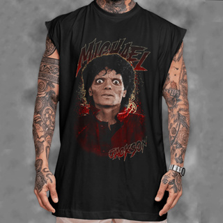 Camiseta Regata Machão Homem Oversized Algodão Pop Michael Jackson  Masculino Academia Gym Treino em Oferta na Shopee