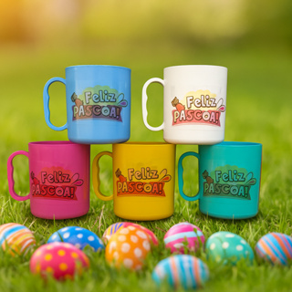 Kit 10pçs copo caneca decorado feliz pascoa colorido plastico chocolate doce decoração lembrancinha em Oferta na Shopee