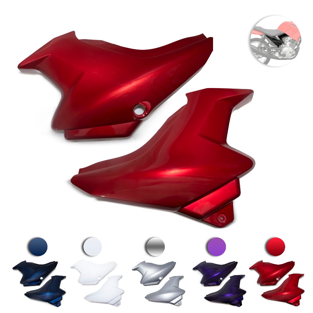 Tampa Lateral Cores YBR 125 Factor 2009 A 2013 Par Para Personalização Vermelho Azul Branco Prata