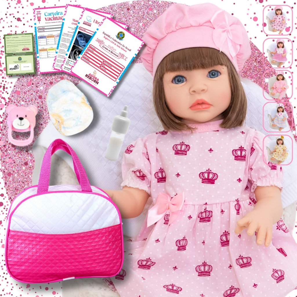 Bebê Reborn Realista Silicone Boneca Vestido e Bolsa de Maternidade em Oferta na Shopee