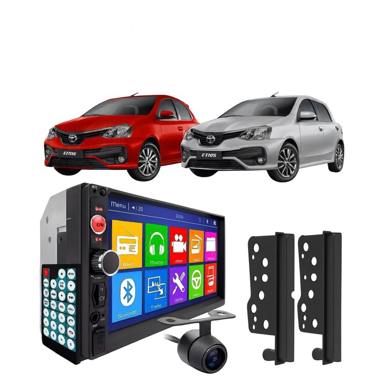 Central Multimidia Mp5 Etios 2din Espelha Bluetooth USB + Moldura + Camera de ré