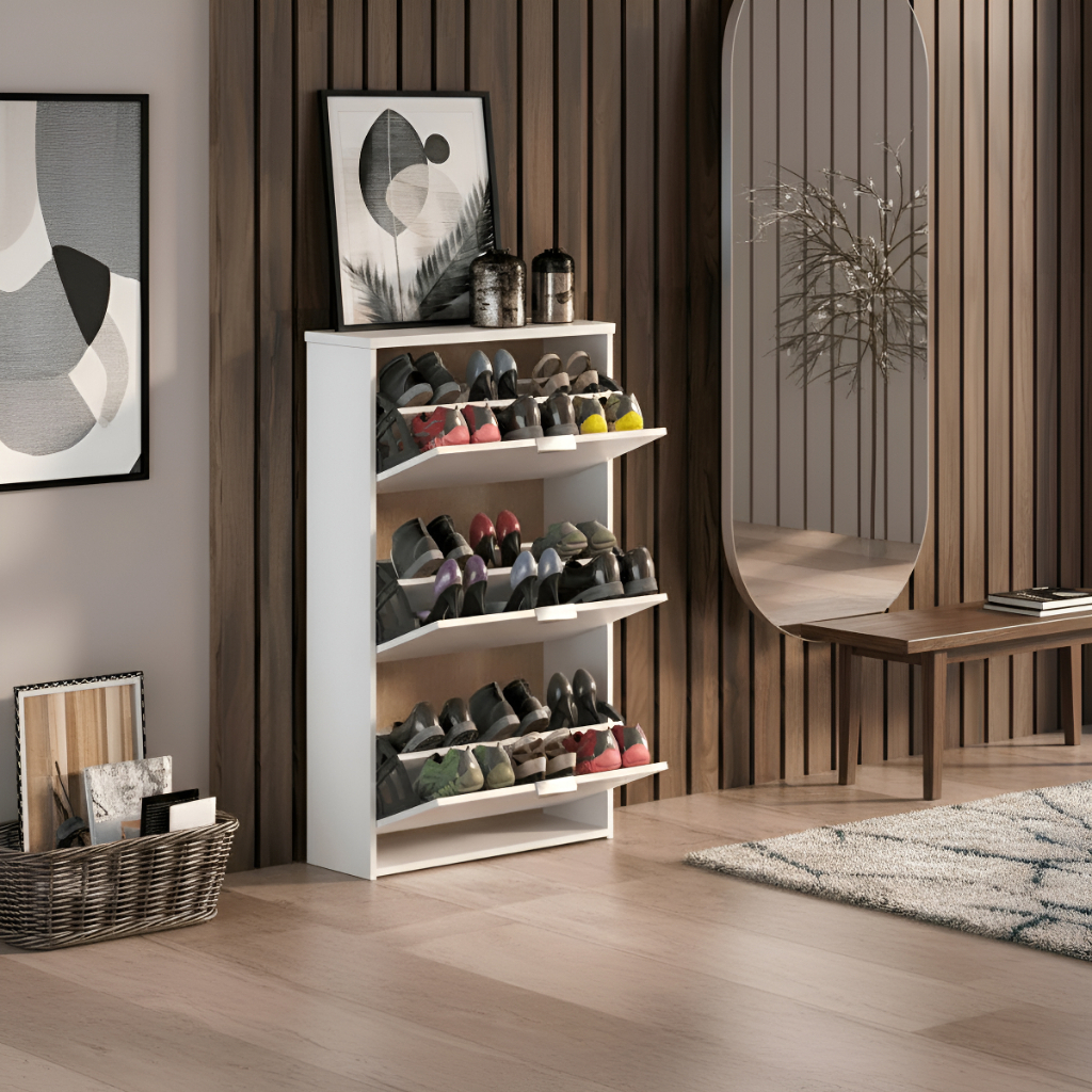 **QUEIMA DE ESTOQUE** Multiuso Sapateira Organizador 3 Portas Basculantes 18 Pares Facil Montagem