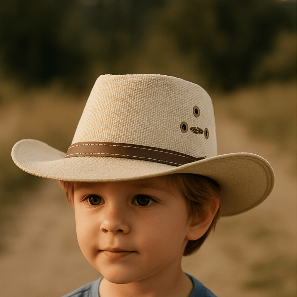Chapeu Country Infantil Couro Legítimo Modelo Boiadeiro Indiano Barretos Estiloso Elegante Peãozinho