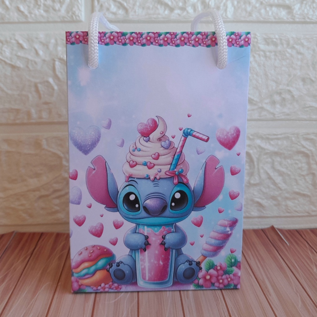 Sacolinha Surpresa Personalizada Stitch Doces Lembrancinha Festa Infantil (PEGUE E MONTE)