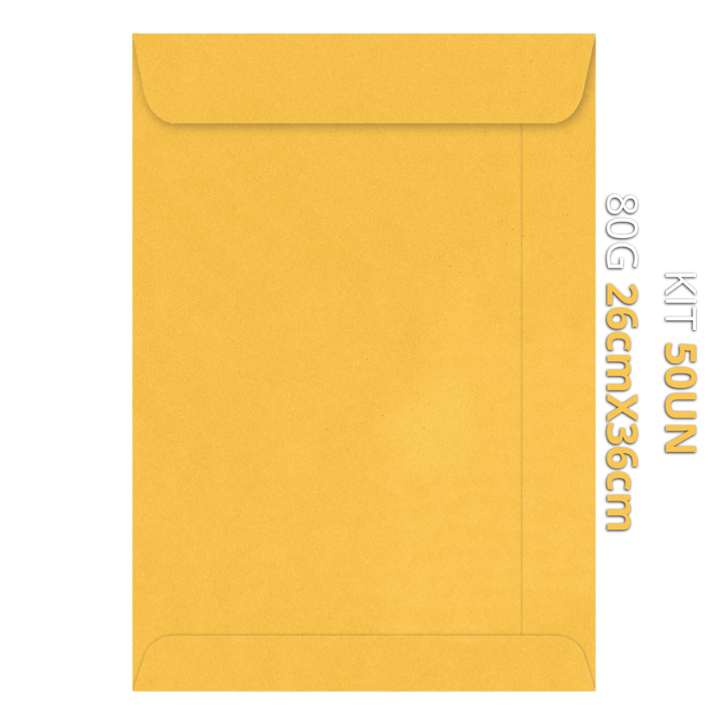 Envelope Kraft Para Documentos Tamanho 26cm x 36cm Maior Que A4 80g Ouro