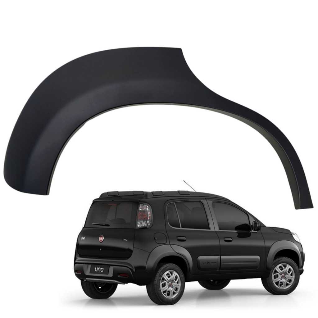 Moldura Aplique Paralama Traseiro Fiat Uno Way 2015 2016 2017 2018 2019 2020 2021 Lado Direito Preto