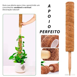 Tutor  Plantas Trepadeiras Fibra Coco 60 80 100 120 150cm Estaca Suporte Natural Vaso Jardim em Oferta na Shopee