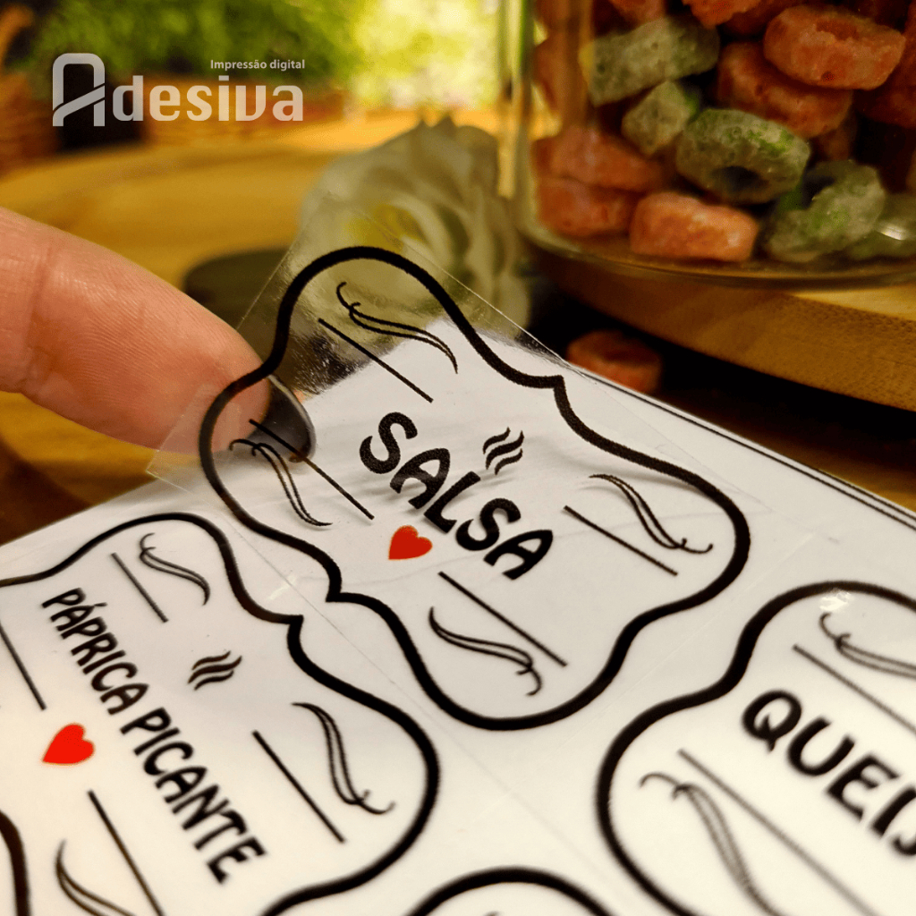 Kit 50 Adesivos Para Temperos E Mantimentos 5x3cm Transparentes Organizadores De Potes Para Cozinha