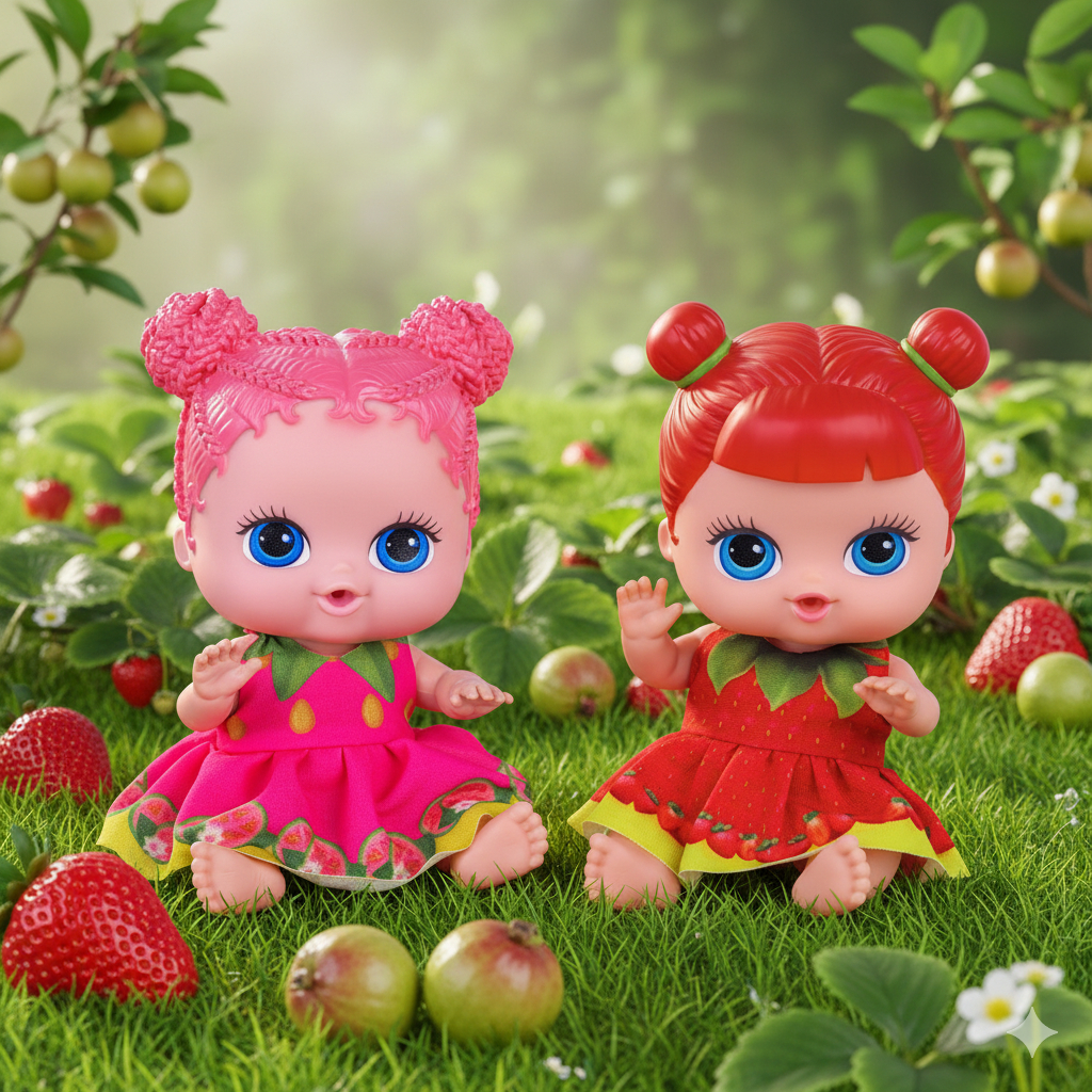 Kit Bonecas Frutinhas : presente infantil com cheirinho de morango e Goiaba.  Diversão da Cotiplás!.