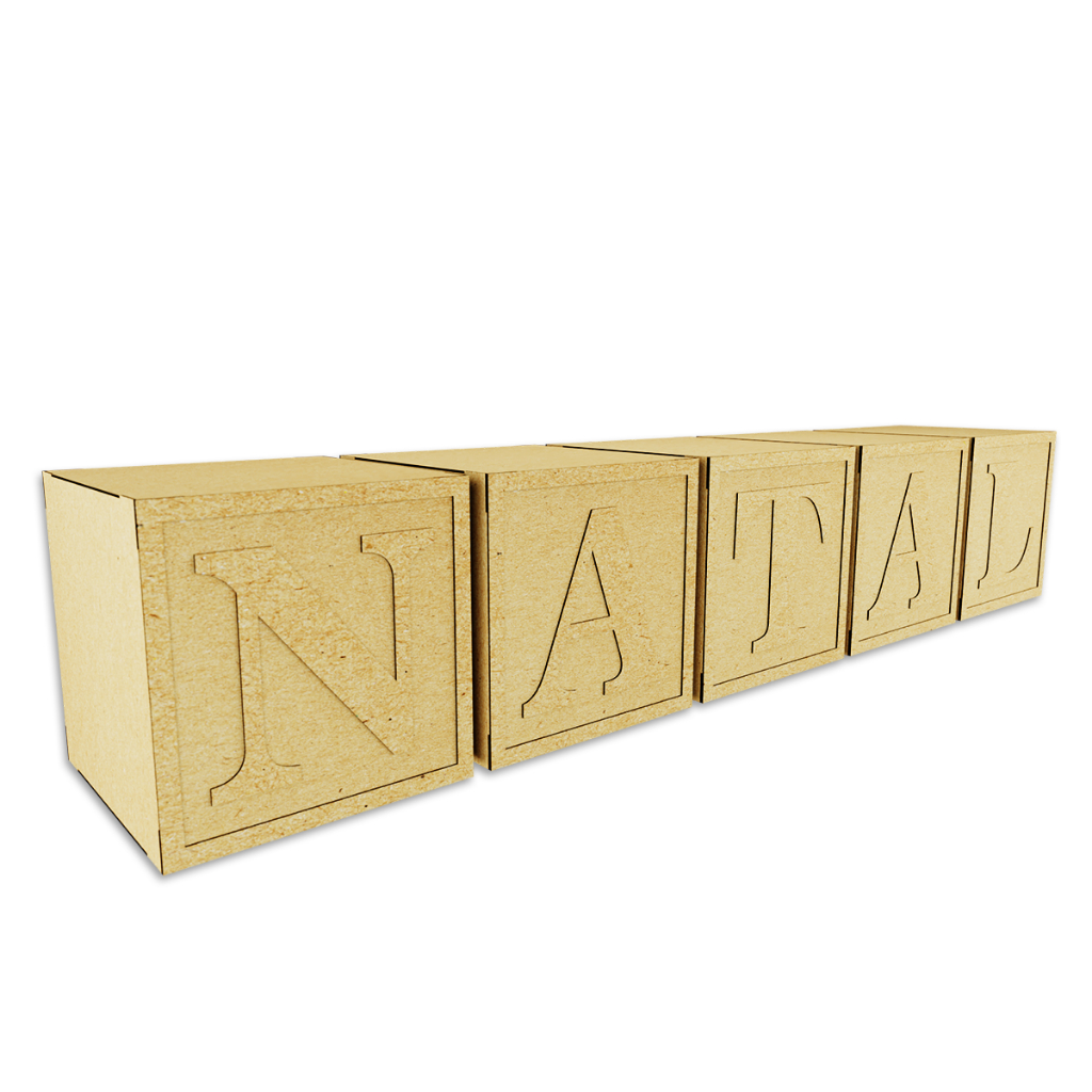 Kit 5 Cubos Natalinos MDF Cru Madeira Decoração Natal Enfeites Festas Artesanato Decor Criativo